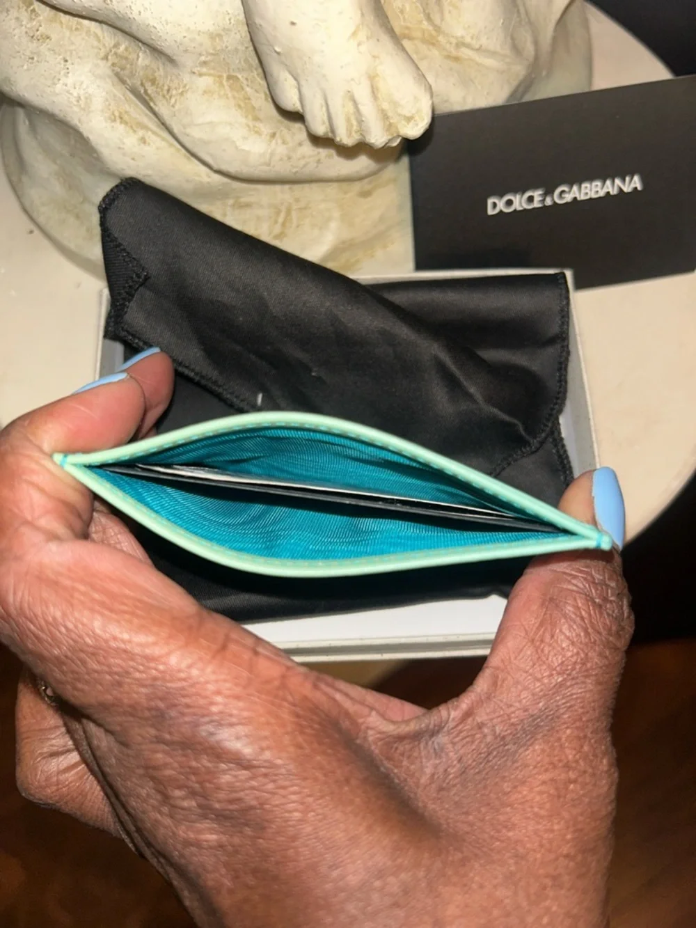 Dolce & Gabbana Turquoise to Aqua Ombré Leather Card Holder